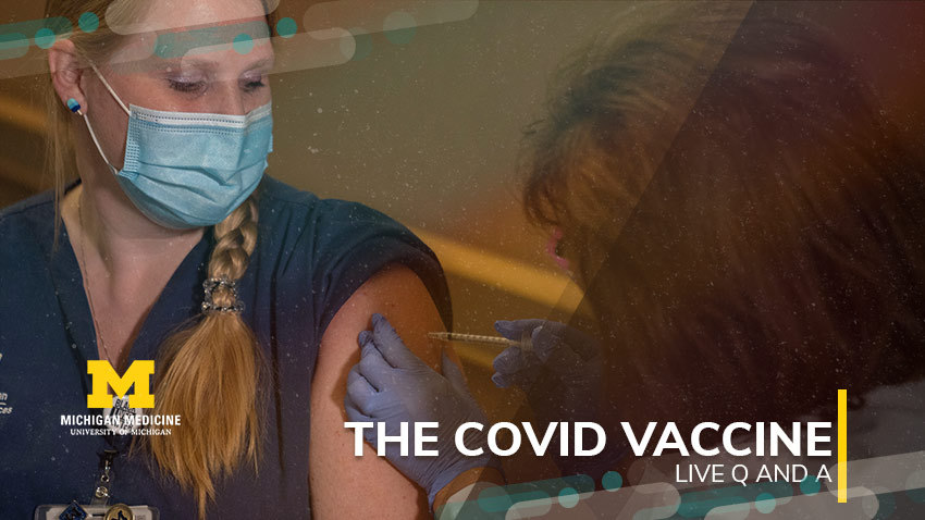 正在接种冠状病毒疫苗的护士介绍冠状病毒疫苗的现场问答