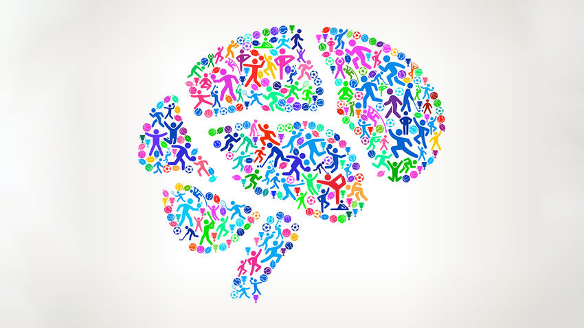 脑子五颜六色的图画活跃标志代表的里面在白色背景